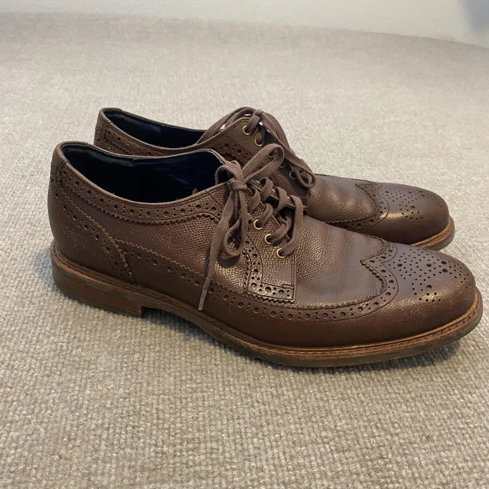 Cole Haan Shoes Mens Size 11 M Brown Leather Wingtip Brogue‎ Dress Oxfords